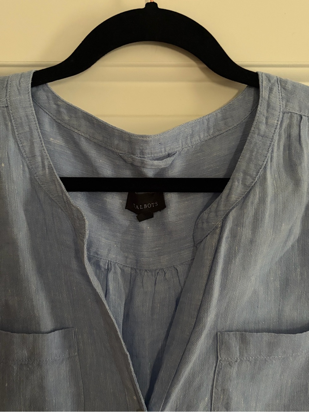 Talbots 100% Linen Light Blue Button-Down Midi Dress - Picture 3 of 4